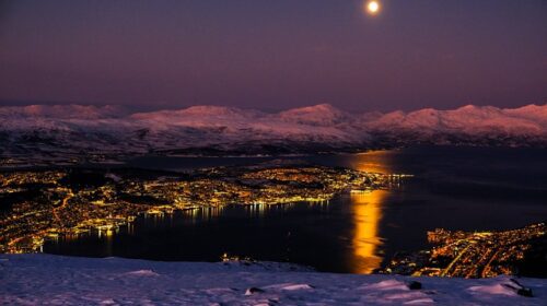 Tromso Mountain Moon, Norway Holiday Destination Europe